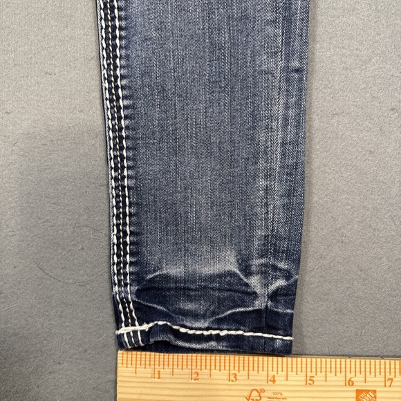 Rock Revival Raven Skinny Jean WOMEN 24EMBROIDERED THICK STITCH WHISKERING - Picture 8 of 11